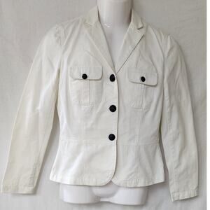 Ralph Lauren VTG White Long Sleeve Denim Blazer/Jacket with Black Buttons W Med